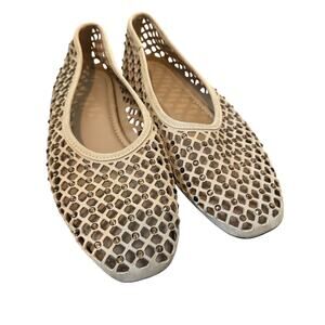 H&M Tan Rhinestone Embellished Flats
